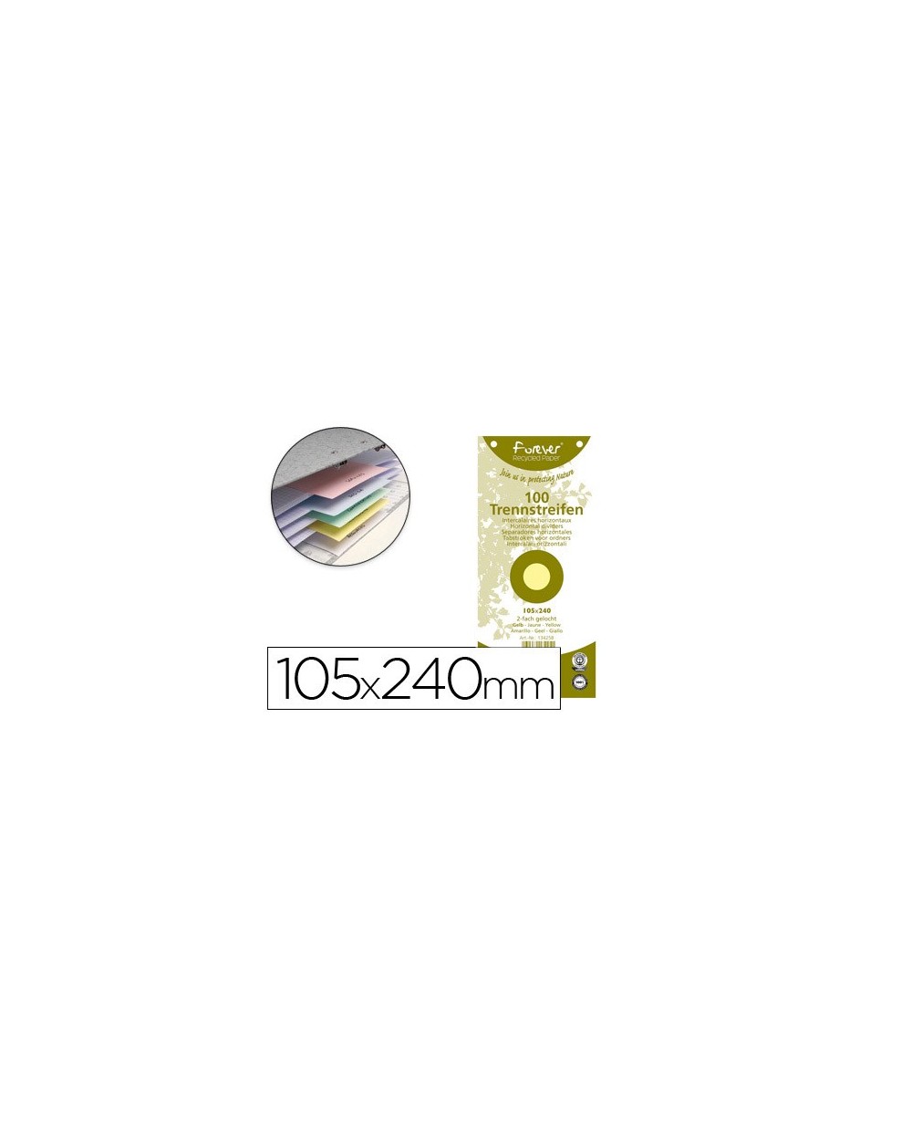 Separador exacompta cartulina de 180 gr juego de 100 separadores 105x240 mm con 2 taladros color amarillo