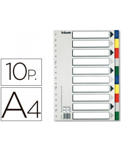 Separador esselte plastico juego de 10 separadores din a4con 5 colores multitaladro