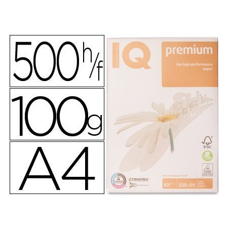 Papel fotocopiadora iq premium din a4 100 gramos paquete de 500 hojas