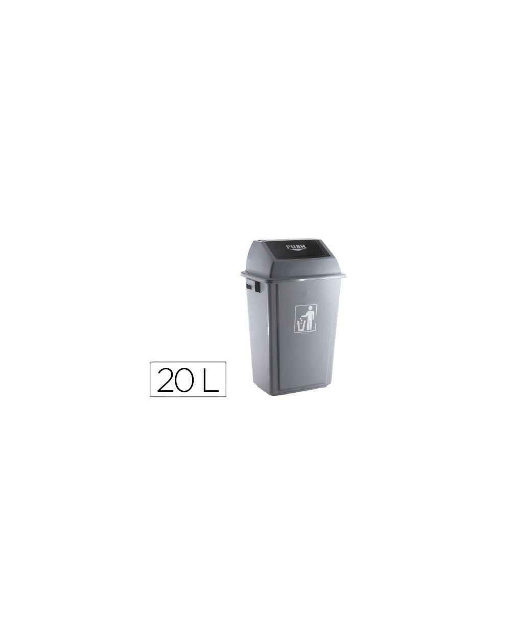Papelera contenedor q connect plastico con tapa de balancin 20 litros 340x240x450 mm gris