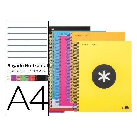 Cuaderno espiral liderpapel a4 micro antartik tapa forrada 120h 100 gr horizontal 5 bandas 4 taladros colores surt