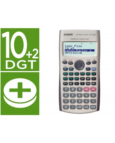 Calculadora casio fc 100v financiera 4 lineas 102 digitos almacenamiento flash calculo de ganancias con tapa