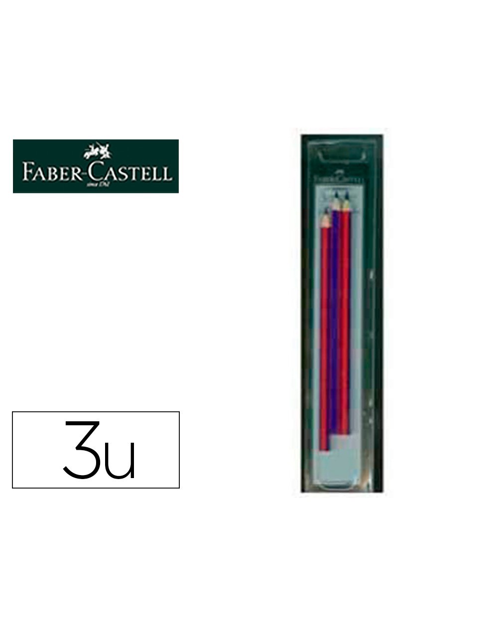 Lapices bicolor fino faber castell 2160 rb hexagonal rojo azul blister de 3 unidades