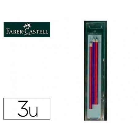 Lapices bicolor fino faber castell 2160 rb hexagonal rojo azul blister de 3 unidades