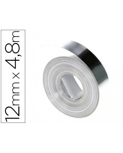 Cinta dymo aluminio 12mm x 48mt sin adhesivo para rotuladora