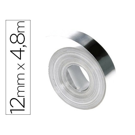 Cinta dymo aluminio 12mm x 48mt sin adhesivo para rotuladora