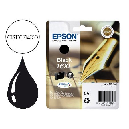 Ink jet epson 16xl wf2010w wf2510wf wf2520nf wf2530wf wf2540wf negro 500 pag