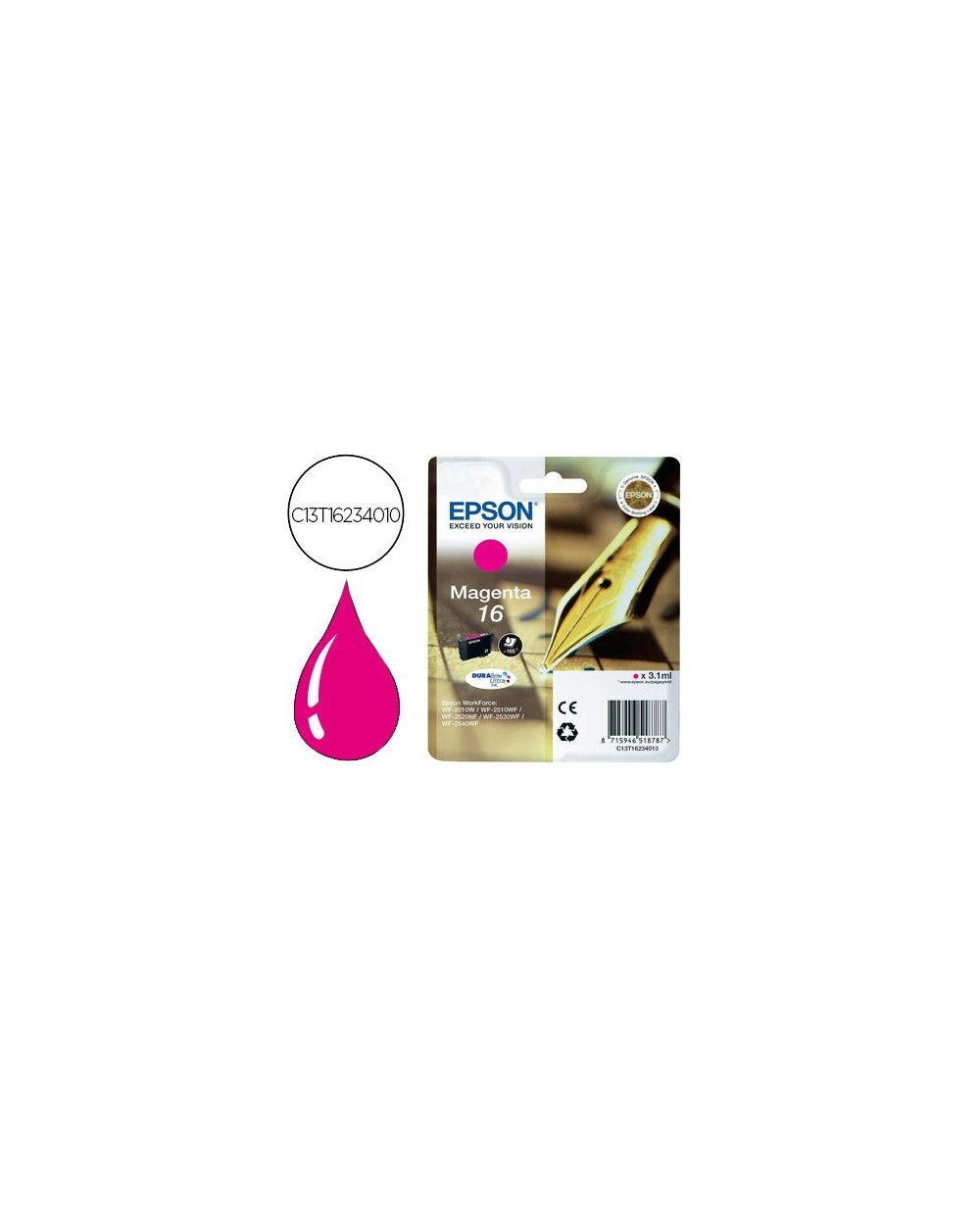 Ink jet epson 16 wf2010w wf2510wf wf2520nf wf2530wf wf2540wf magenta 175 pag