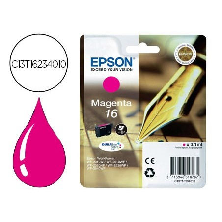 Ink jet epson 16 wf2010w wf2510wf wf2520nf wf2530wf wf2540wf magenta 175 pag