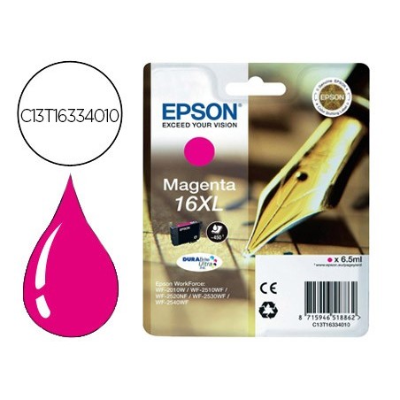 Ink jet epson 16xl wf2010w wf2510wf wf2520nf wf2530wf wf2540wf magenta 450 pag