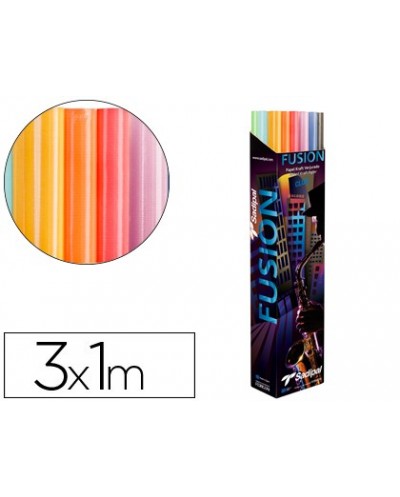Papel kraft rollo 3x1 mt expositor fusion con 24 rollos colores surtidos