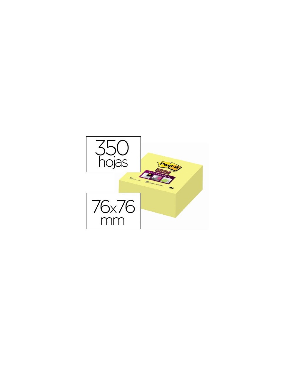 Bloc de notas adhesivas quita y pon post it 76x76x mm cubo colores amarillo 350 hojas
