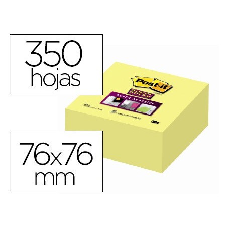 Bloc de notas adhesivas quita y pon post it 76x76x mm cubo colores amarillo 350 hojas