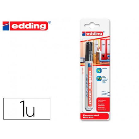 Rotulador edding marcador permanente 3000 negro n1 punta redonda 15 3 mm blister de 1 unidad