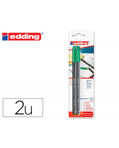 Rotulador edding punta fibra 1200 verde n4 punta redonda 05 mm blister de 2 unidades