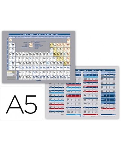 Tabla periodica de elementos impresa a doble cara plastificada din a5