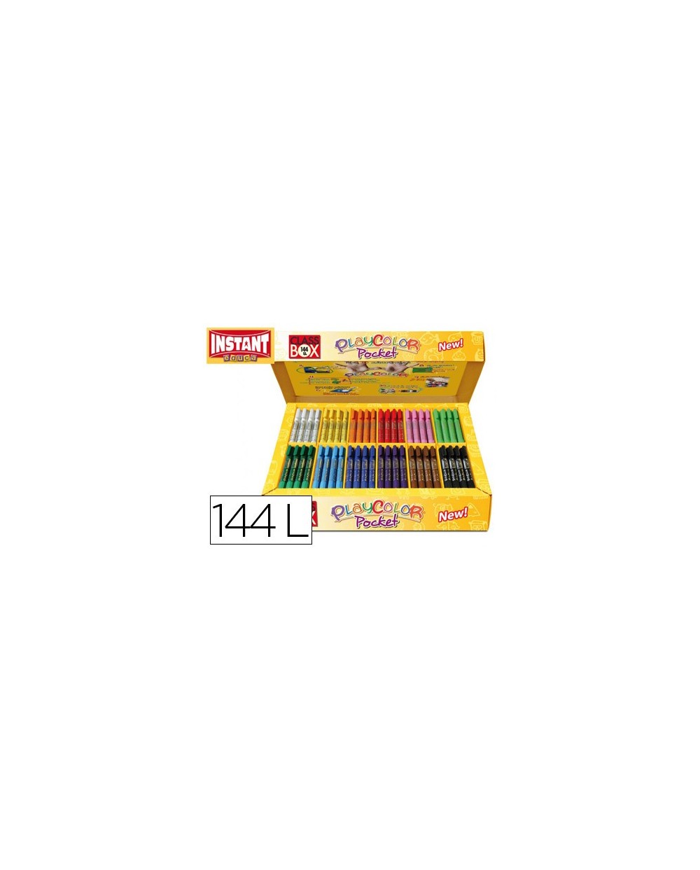 Tempera solida en barra playcolor pocket escolar caja de 144 unidades 12  colores surtidos