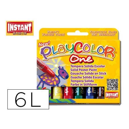 Tempera solida en barra playcolor escolar caja de 6 colores surtidos