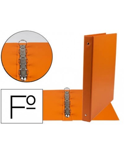 Carpeta liderpapel 4 anillas 25 mm redondas plastico folio color naranja