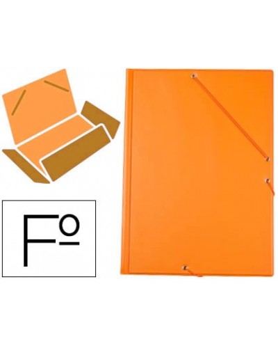 Carpeta liderpapel gomas plastico folio solapa color naranja