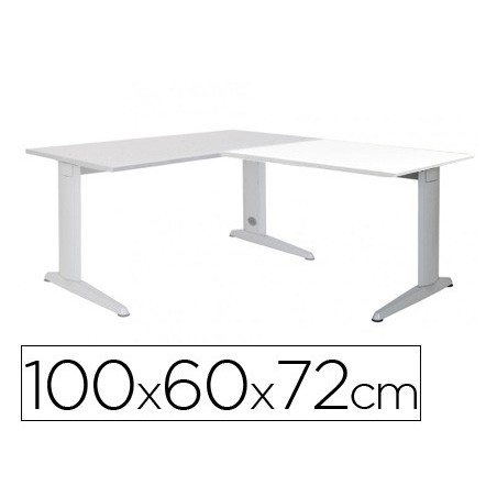 Ala para mesa rocada serie metal 60x 100 cm derecha o izquierda acabado ac04 aluminio blanco