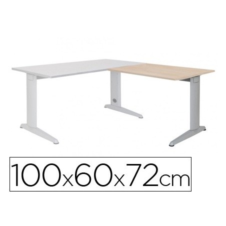 Ala para mesa rocada serie metal 60x 100 cm derecha o izquierda acabado ac01 aluminio haya