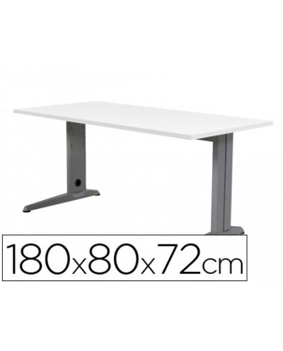 Mesa de oficina rocada metal 2003ac04 aluminio blanco 180x80 cm