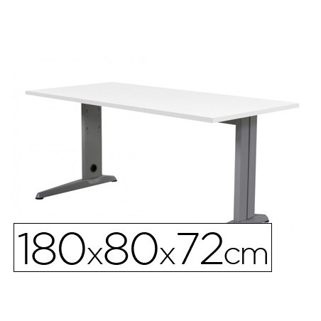Mesa de oficina rocada metal 2003ac04 aluminio blanco 180x80 cm