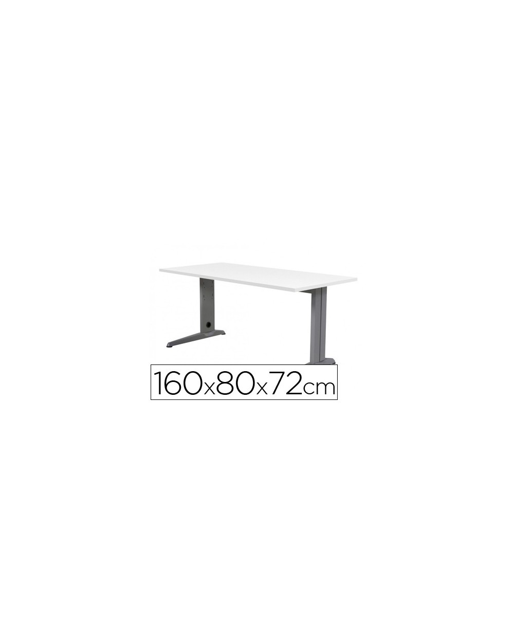 Mesa de oficina rocada metal 2002ac04 aluminio blanco 160x80 cm