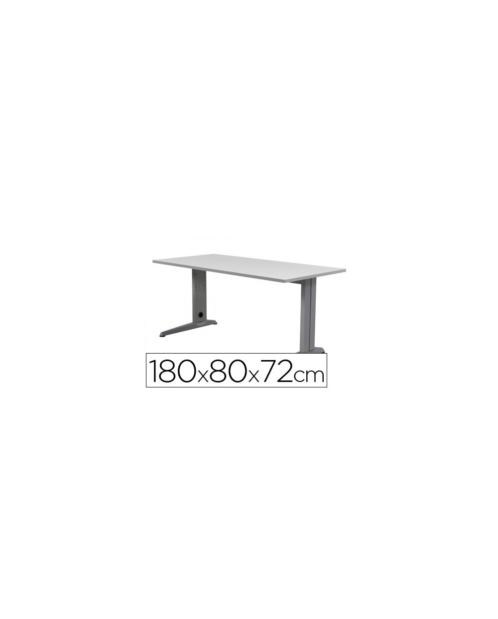 Mesa de oficina rocada metal 2003ac02 aluminio gris 180x80 cm