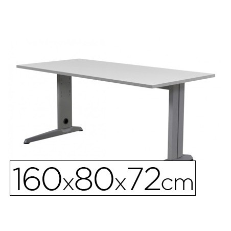 Mesa de oficina rocada metal 2002ac02 aluminio gris 160x80 cm