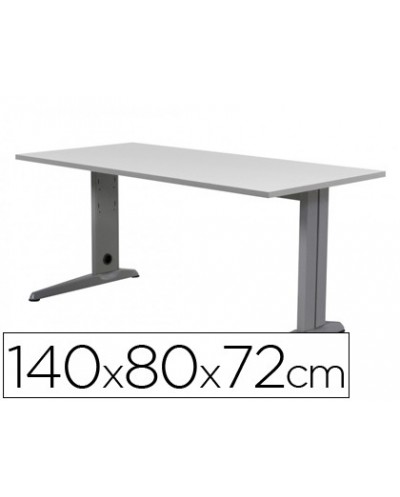 Mesa de oficina rocada metal 2001ac02 aluminio gris 140x80 cm