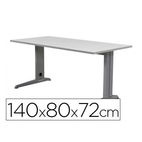 Mesa de oficina rocada metal 2001ac02 aluminio gris 140x80 cm