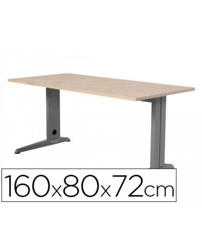 Mesa de oficina rocada metal 2002ac01 aluminio haya 160x80 cm