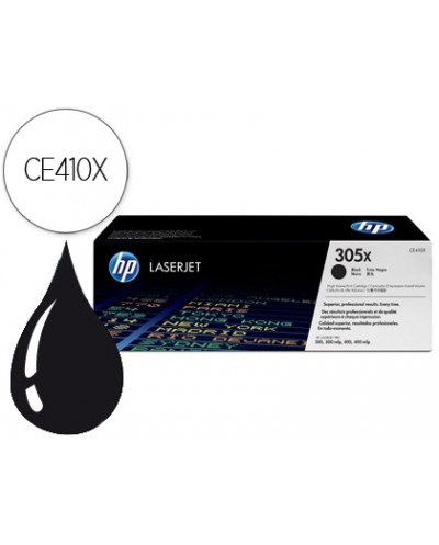 Toner hp 305x laserjet pro 300 400 ce410x negro 4000 pag