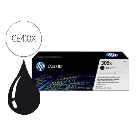 Toner hp 305x laserjet pro 300 400 ce410x negro 4000 pag