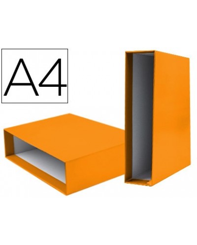 Caja archivador liderpapel de palanca carton din a4 documenta lomo 82mm color naranja