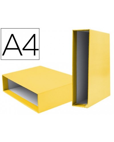 Caja archivador liderpapel de palanca carton din a4 documenta lomo 82mm color amarillo