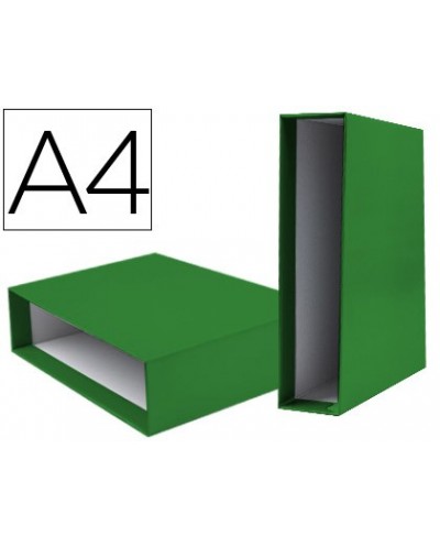 Caja archivador liderpapel de palanca carton din a4 documenta lomo 82mm color verde