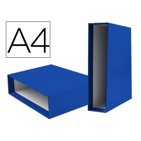 Caja archivador liderpapel de palanca carton din a4 documenta lomo 82mm color azul