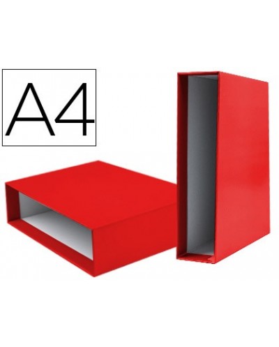 Caja archivador liderpapel de palanca carton din a4 documenta lomo 82mm color rojo
