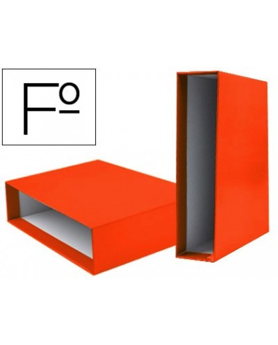 Caja archivador liderpapel de palanca carton folio documenta lomo 82mm color naranja