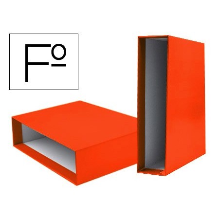 Caja archivador liderpapel de palanca carton folio documenta lomo 82mm color naranja
