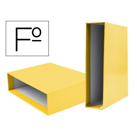 Caja archivador liderpapel de palanca carton folio documenta lomo 82mm color amarillo
