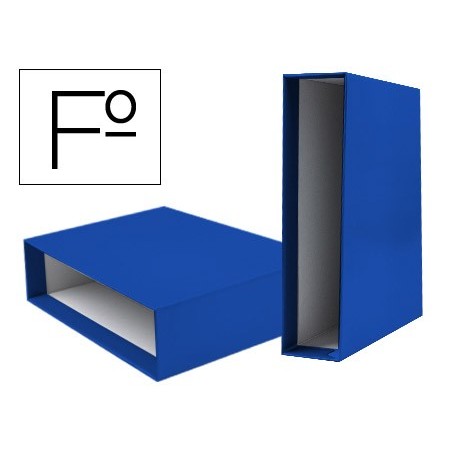 Caja archivador liderpapel de palanca carton folio documenta lomo 82mm color azul