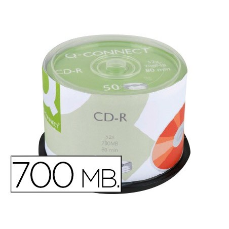 Cd r q connect con superficie 100 imprimible para inkjet capacidad 700mb duracion 80minvelocidad 52x bote de 50 unid