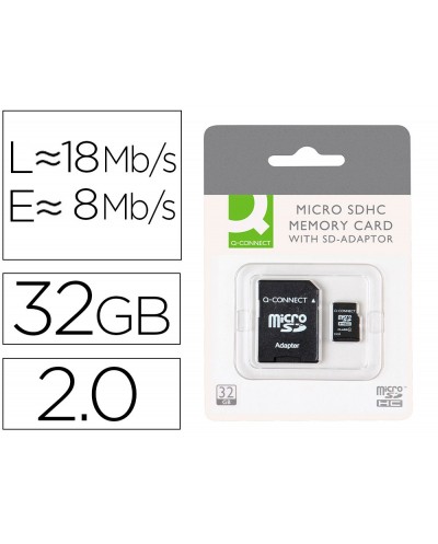 Memoria sd micro q connect flash 32 gb clase 6 con adaptador