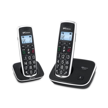 Telefono inalambrico spc duo telecom 7609 n color negro identificador de llamadas agenda pantalla