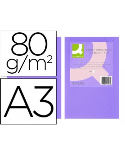 Papel color q connect din a3 80gr lila paquete de 500 hojas