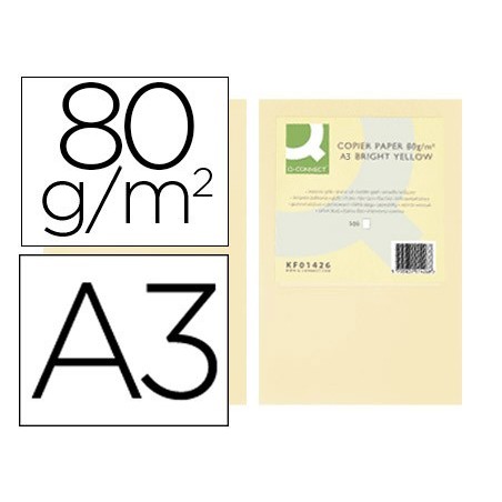 Papel color q connect din a3 80gr crema paquete de 500 hojas